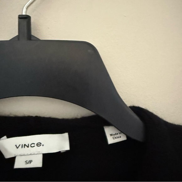 Vince Wool and Cashmere Black Oversized Lightweight V Neck Sweater Dress - Picture 6 of 10